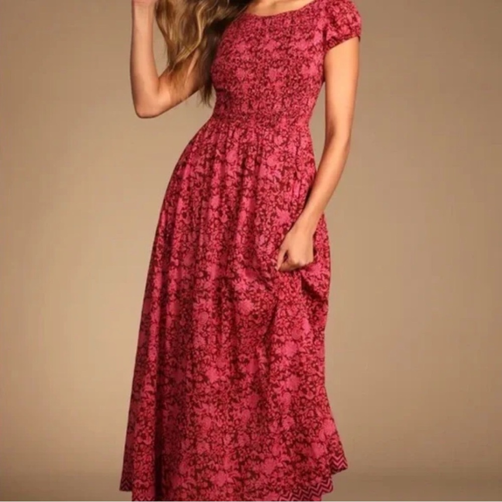 Free People Burgundy Lace Maxi Dress
